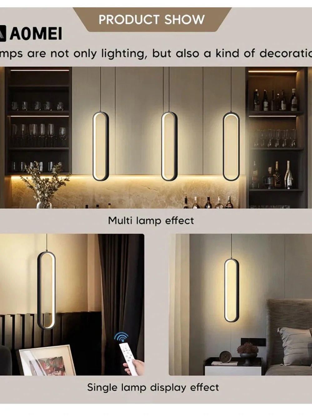Modern Black LED Pendant Light by